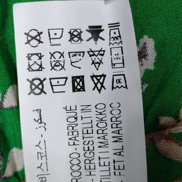 Zara Tiered Floral Green Dress Size Medium V Neck Short Sleeve Pullover - Picture 10 of 11